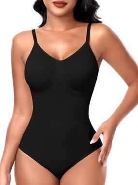 Women's Black Tummy Control Brief Bodysuit Shapewear Size Small